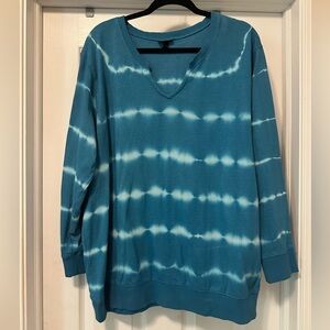 Torrid Blue and White V-Neck Sweater